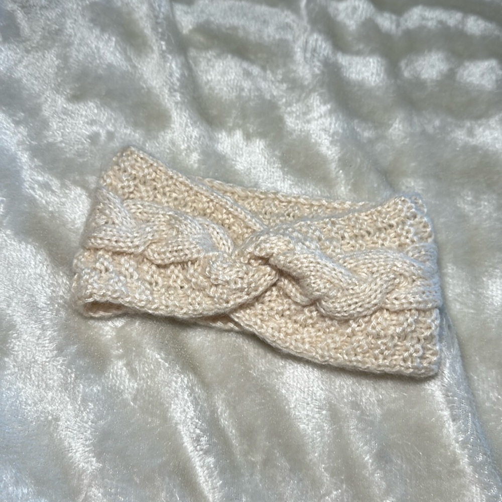 Cute beige headband knitted winter spring fall cover ears hair accessories